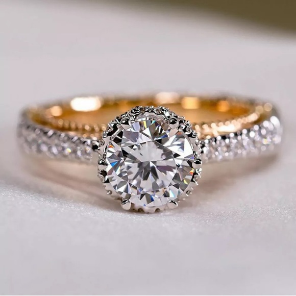 Two Tone 925 Silver Rings for Women Wedding Party - Picture 4 of 8